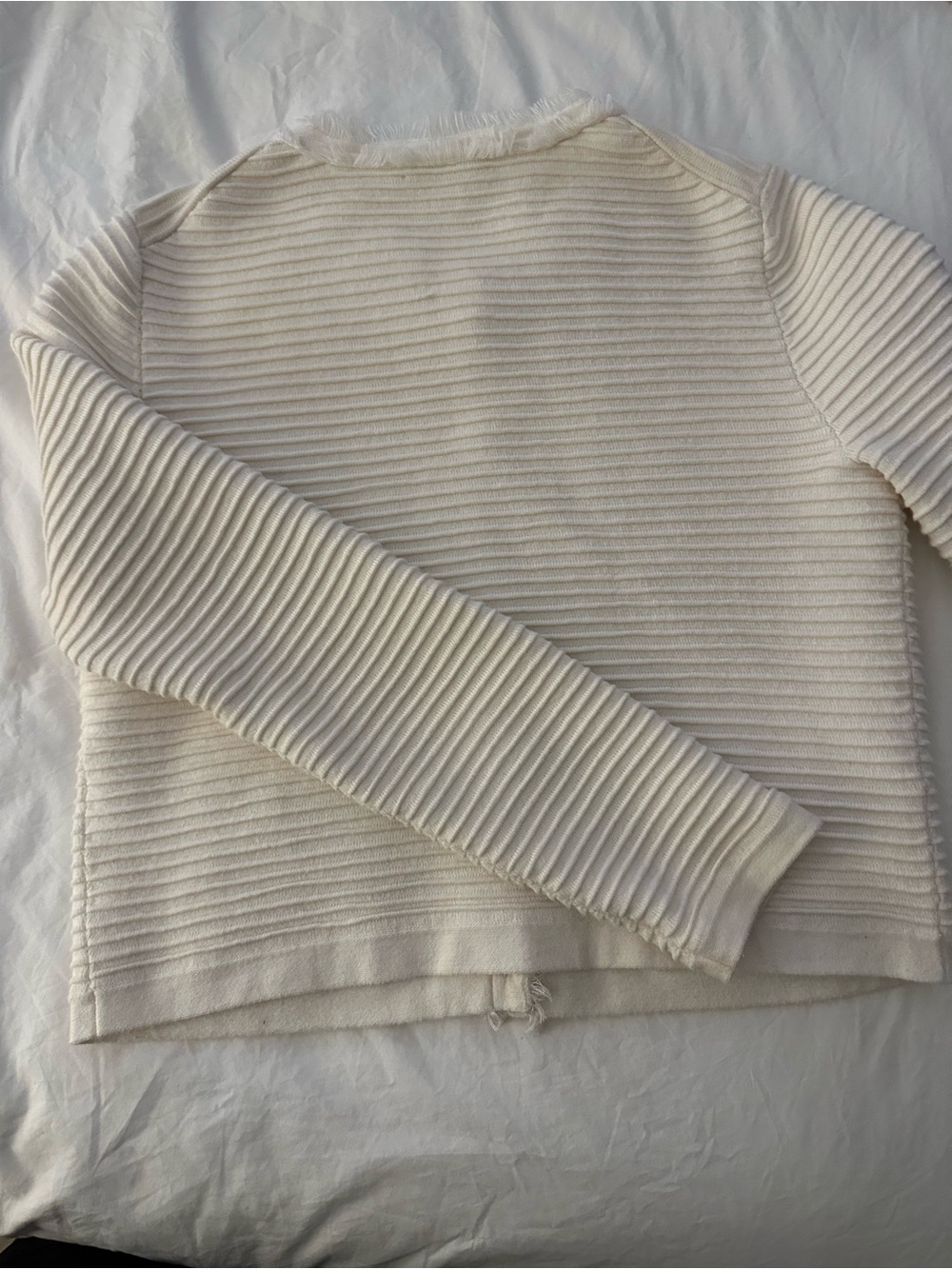 J. Crew Cream Ribbed Button-Front Cardigan - Picture 5 of 5